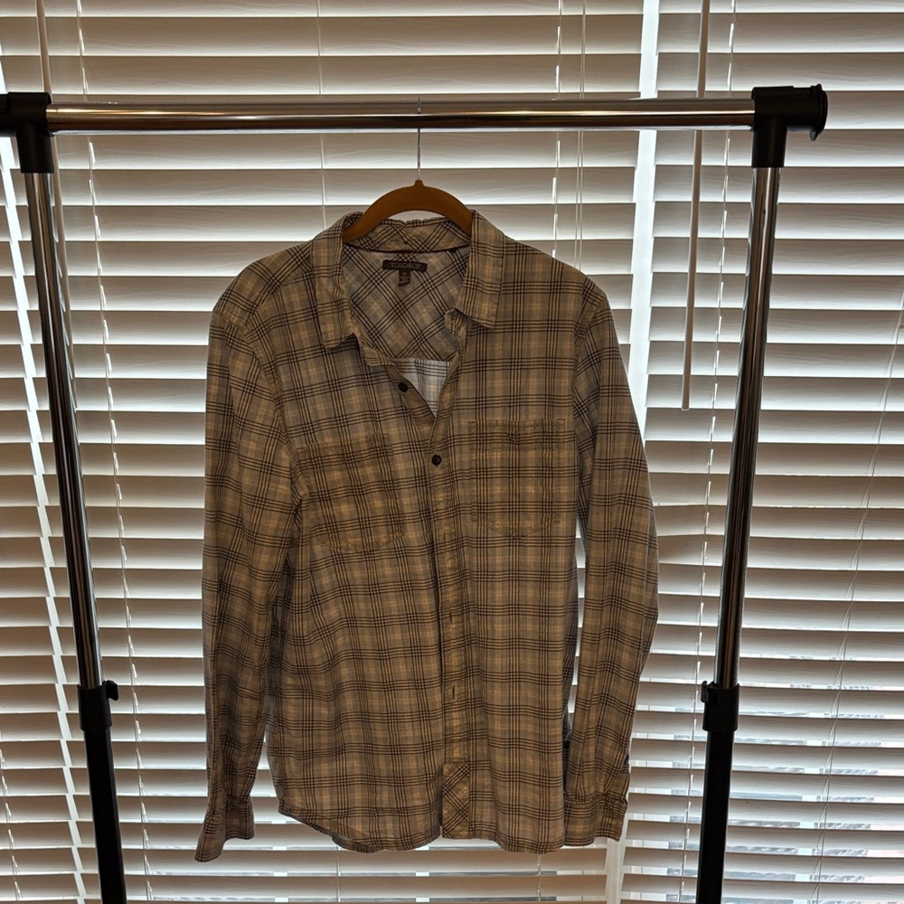 Toad&Co Men's Casual Plaid Shirt - Gray and White
